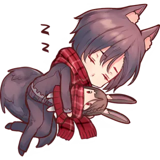 😴 zzzz Anime, Sonno, Carino, Lupo, Peluche, Sciarpa telegram sticker