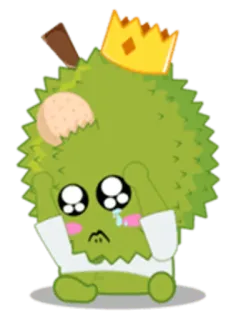 😢 Durian, Smutny, Płacz, Kawaii, Jedzenie, Naklejka telegram sticker