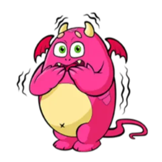 😱 monster, lucu, merah muda, kartun, lucu, iblis, setan, sayap telegram sticker