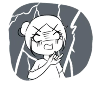 ⚡ Dessin animé, Geste, Contrarié, En colère, Négatif whatsapp sticker