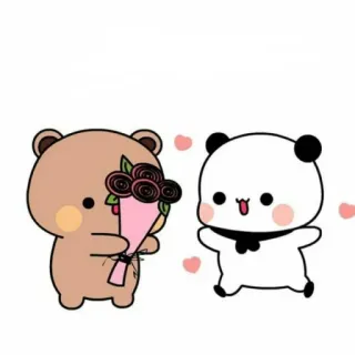 🩰 Cartone animato, Carino, Orso, Panda, Fiori, Bouquet, Amore whatsapp sticker