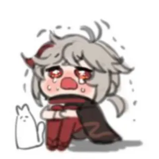 ☁️ Kaedehara Kazuha Genshin Impact Anime, Weinend, Traurig, Kawaii, Genshin Impact, Kaedehara Kazuha, Chibi, Sticker telegram sticker