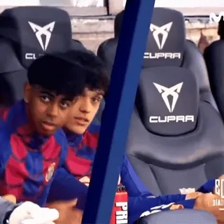 🔵 Lamine Yamal, Pau Cubarsi FC Barcelona FC Barcelona, Lamine Yamal, Pau Cubarsi, football, soccer, La Liga, youth players, bench telegram sticker