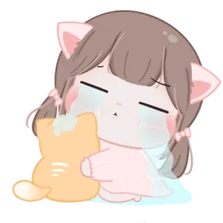 😭 кот, грустный, милый, плачущий, каваий, аниме, мультфильм telegram sticker