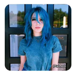 🦋 @Sigilo_packs personne, femme, cheveux bleus, portrait whatsapp sticker