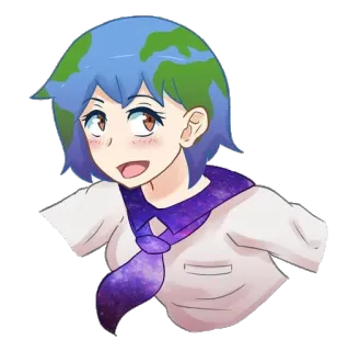 😆 Earth-chan Earth-chan, Anime, Planeta, Kawaii, Fofo, Mangá, Antropomórfico telegram sticker