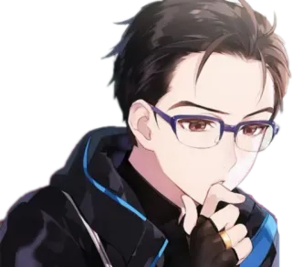 🤔 Anime, Personagem, Homem, Óculos, Moletom com capuz telegram sticker