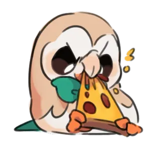 🍕 Rowlet pokemon, rowlet, pizza, mignon, hibou, dessin animé telegram sticker
