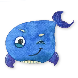 😉 baleine, animal, mer, océan, bleu, dessin animé telegram sticker