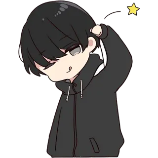 😉 Anime, Dibujo animado, Mono, Chico, Sudadera con capucha, Estrella whatsapp sticker