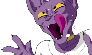 😜 Beerus Dragon Ball Super Beerus, Dragon Ball Super, Anime, Gott der Zerstörung, Cartoon, Lila Katze telegram sticker