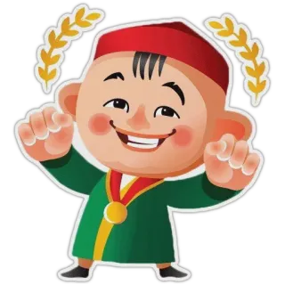 🥇 만화, 축하, 승자, 메달 whatsapp sticker