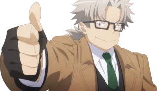 👍 Anime, Homem, Polegar para cima, Óculos, Personagem telegram sticker