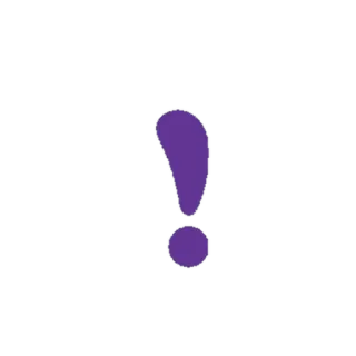 ❗ signo de exclamación, advertencia, atención, símbolo, morado whatsapp sticker