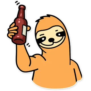 🍻 ленивец, пиво, алкоголь, вечеринка, мультфильм, выпивка, праздник whatsapp sticker