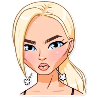 😤 mujer, rubia, ira, dibujo animado, cara, expresión telegram sticker