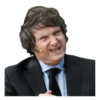 😵‍💫 Javier Milei 하비에르 밀레이, 아르헨티나, 정치, 정치인, 화난, 정장, 초상화 telegram sticker