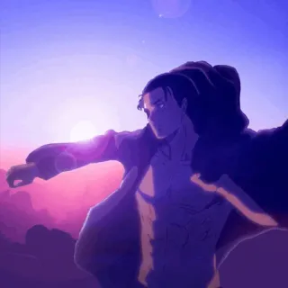🖤 Eren Yeager Attack on Titan アニメ, 進撃の巨人, エレン・イェーガー, 夕焼け, アニメキャラクター telegram sticker