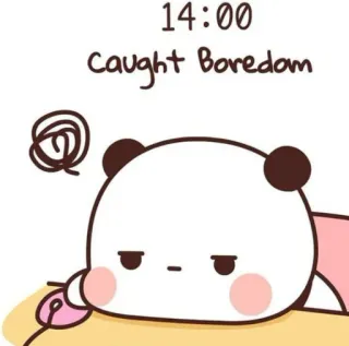 🥴 14:00
Caught Boredom ennuyé, endormi, panda, mignon, dessin animé telegram sticker