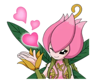 😘 꽃, 하트, 요정, 만화, 분홍색, 식물 telegram sticker