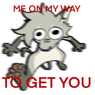 🙎‍♂️ ME ON MY WAY TO GET YOU meme, funny, cartoon, running, cat, animal whatsapp sticker