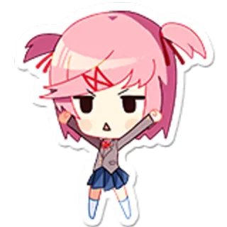🤗 Natsuki Doki Doki Literature Club! anime, manga, cute, girl, pink hair, Doki Doki Literature Club! telegram sticker