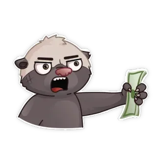 🤑 dinero, enfadado, dibujos animados, tejón mielero telegram sticker