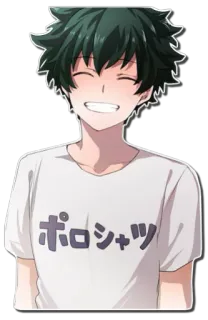 😁 ポロシャツ アニメ, キャラクター, 笑顔, Tシャツ, 日本語テキスト telegram sticker