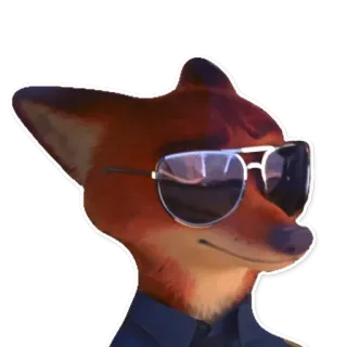 😎 Nick Wilde Zootopia zorro, dibujos animados, antropomórfico, gafas de sol, guay, animal telegram sticker