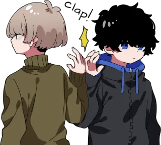 🤝 clap! Anime, Con trai, Vỗ tay, Hình minh họa, Phim hoạt hình telegram sticker