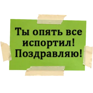 🤬 Ты опять все испортил! Поздравляю! sticker, russisch, text, notiz, glückwünsche, sarkastisch whatsapp sticker