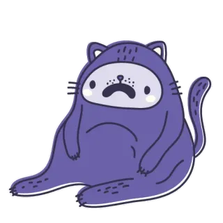 😜 кот, грустный, милый, фиолетовый, животное, питомец, мультик, наклейка telegram sticker