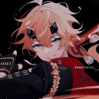🍁 动漫, 角, 红色, 黑色, 角色 telegram sticker