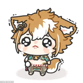 💠 Gorou Genshin Impact @HAWKS gorou, genshin impact, sedih, anime, menangis, rubah, imut whatsapp sticker