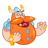👌 漫画, アニメ, キャラクター, ゴールド, ジュエリー, 金持ち, 富豪 telegram sticker