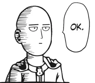 👍 Saitama One-Punch Man OK. Saitama, One-Punch Man, Anime, Mangá, OK, Personagem telegram sticker