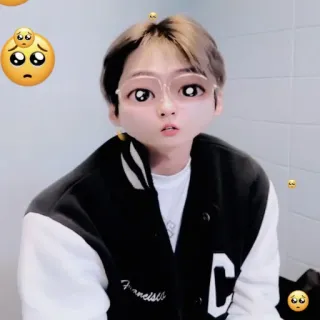 🥺 Francisco người, chân dung, dễ thương, emoji, kpop, kính, nhãn dán telegram sticker