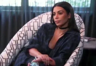 😒 Kim Kardashian celebrity, woman, person, armchair, kardashian telegram sticker
