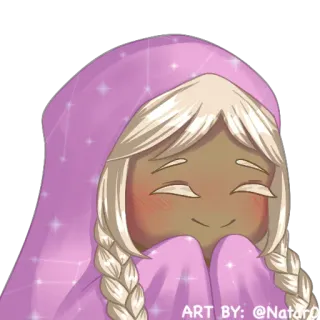 ☺️ ART BY: @NatorO personaje, ilustración, arte, lindo, capucha, trenzas telegram sticker