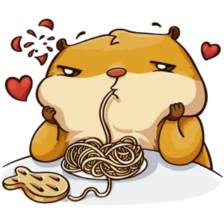 💔 Hamster, Nudeln, Essen, Tier, süß, Herz, Cartoon telegram sticker
