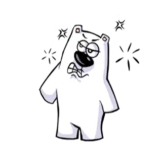 😠 белый медведь, мультик, злой, белый, смешной telegram sticker