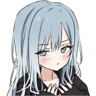 😒 动漫, 女孩, 漫画, 可爱, 插画, 肖像 whatsapp sticker