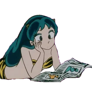 🗞 Lum Urusei Yatsura อนิเมะ, ผู้หญิง, อ่านหนังสือ, Urusei Yatsura, ลัม telegram sticker
