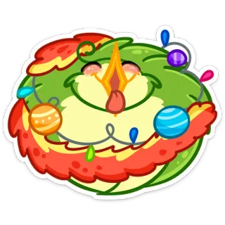 🎄 Desenho animado, Verde, Natal, Fofo, Enfeite, Adesivo telegram sticker