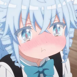 😕 动漫, 女孩, 可爱, 脸红, 卡通, 角色, 插画 whatsapp sticker