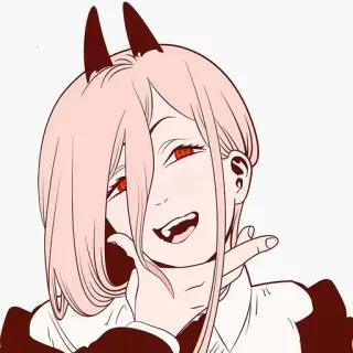 😏 Power Chainsaw Man อนิเมะ, เชนซอว์แมน, พาวเวอร์, ปีศาจ, เขา, มังงะ, ตัวละคร whatsapp sticker