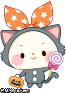 😸 @MHStickers halloween, gato, calabaza, caramelo, lindo, pegatina, dibujos animados whatsapp sticker
