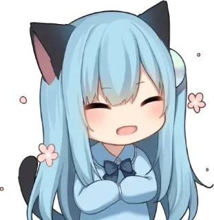 💗 anime, chibi, cat ears, cute, kawaii, flowers, girl telegram sticker