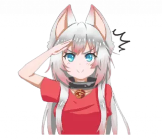 🤠 Anime, Chica gato, Cascabel, Saludo, Personaje telegram sticker