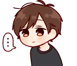 😐 ... cartoon, boy, thinking, sad telegram sticker